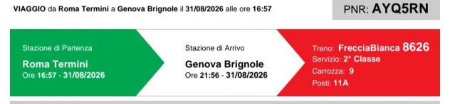 Biglietti treno Genova-Napoli-Genova - Foto 3