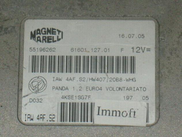 55196262 4AFS2 ECU FIAT PANDA 1.2 55196262 IAW 4AF.S2 HW407 VERGINE - Foto 2