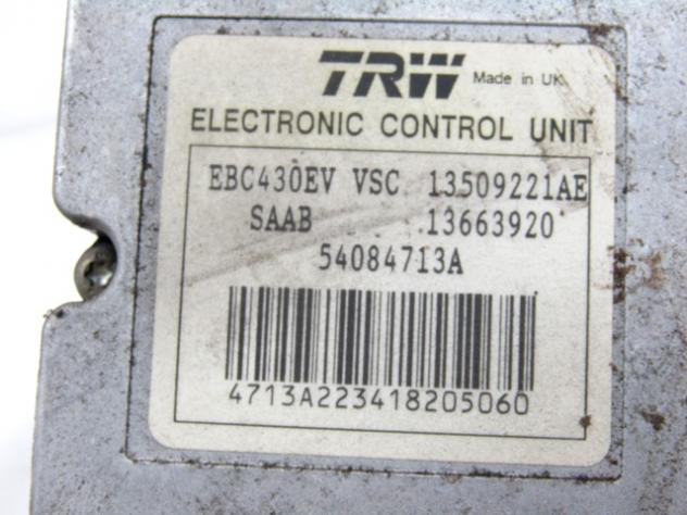 12801324 CENTRALINA POMPA AGGREGATO ABS SAAB 9-3 1.9 D 110KW 6M 5P (2005) RICAMBIO USATO 13663920 13509221AE 13663920 54084713A EBC430EV - Foto 3