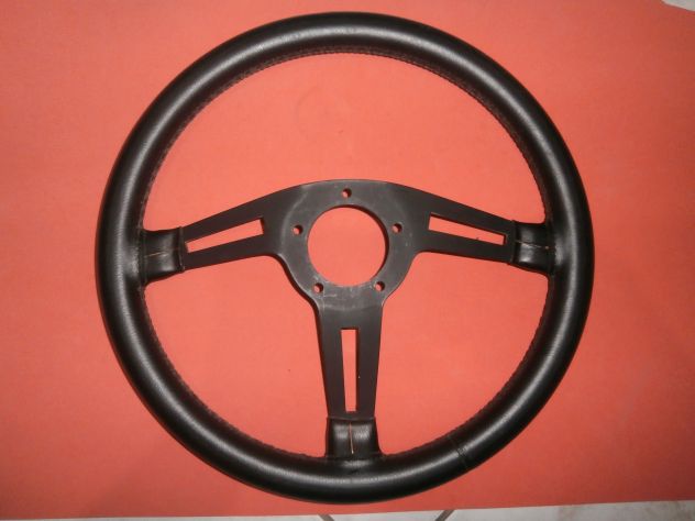 VOLANTE IN PELLE PER AUTO D'EPOCA ALFA FIAT LANCIA JOLLY ATTACCO 5 FORI D.35cm - Foto 5