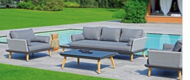 Set da giardino in alluminio grigio antracite Divano tre posti - Foto 2