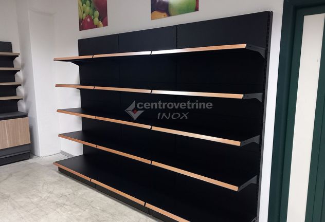 SCAFFALE IN FERRO NERO DA 303 CON PIANO BASE 50 E PIANI DA 40 - Foto 5
