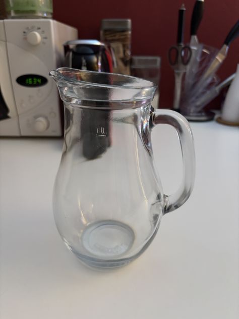 CARAFFA/BROCCA COME NUOVA MA VINTAGE IN VETRO SPESSO TRASPARENTE MARCA PASABAHCE - Foto 4