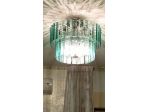 Lampadario vintage in acciaio e cristallo