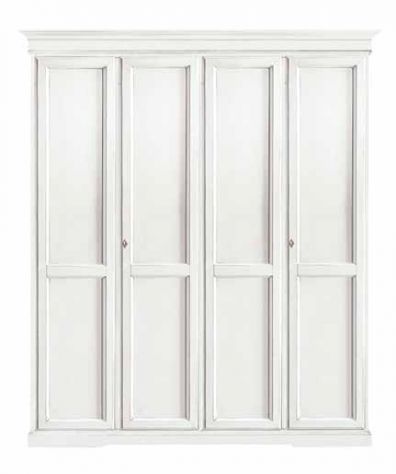 ARMADIO IN LEGNO 4 ANTE BATTENTI BIANCO