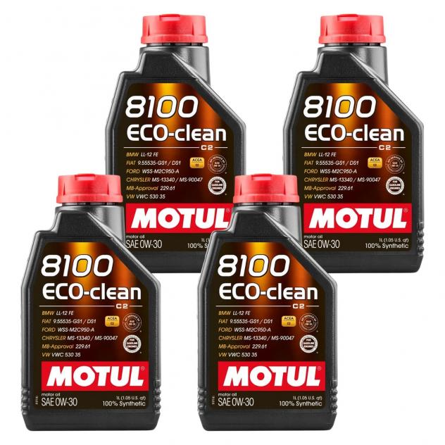 4 LT MOTUL 8100 ECOCLEAN 0W30 Olio Motore Sintetico per Risparmio Carburante