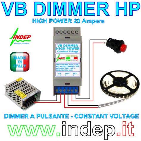 Dimmer a pulsante per strisce led - 20Amp 480W - Made in Italy - Foto 2
