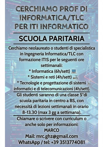 PROF DI INFORMATICA/TLC PER ITI INFORMATICO