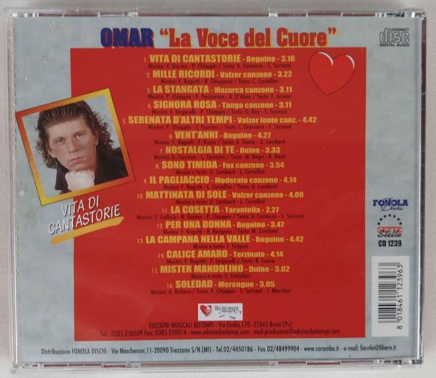 CD OMAR "LA VOCE DEL CUORE" VITA DI CANTASTORIE-CONTIENE "IL PAGLIACCIO" COME NU - Foto 2