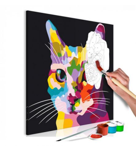 Quadro Fai Da Te 40x40 Cm. Gatto Colorato ARREDALACASA Spedizione Gratis