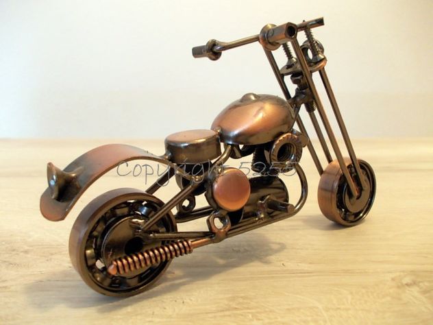 MODELLINI da COLLEZIONISMO MOTO CUSTOM CHOPPER HARLEY HD in METALLO FATTE A MANO - Foto 10