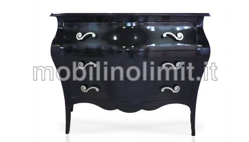 Comò bombato nero lucido (100 cm) - Nuovo
