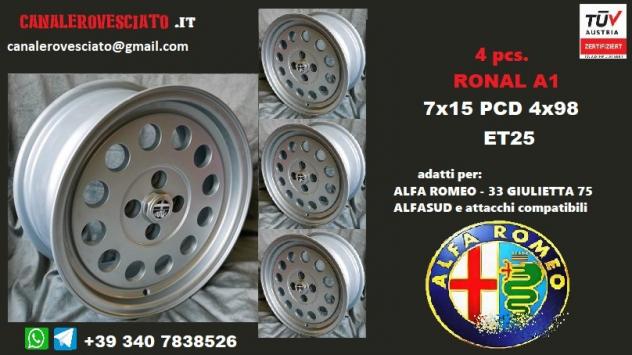Cerchi ronal a1 style 7x 15 4x98 et25 alfa romeo