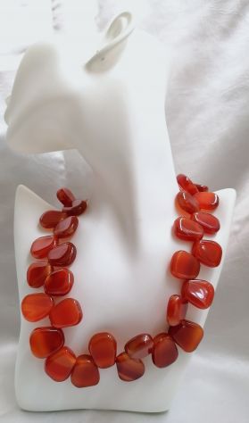 SPETTACOLARE COLLANA GIROCOLLO A PLACCHE SEMIBURATTATE DI CORNIOLA. - Foto 4
