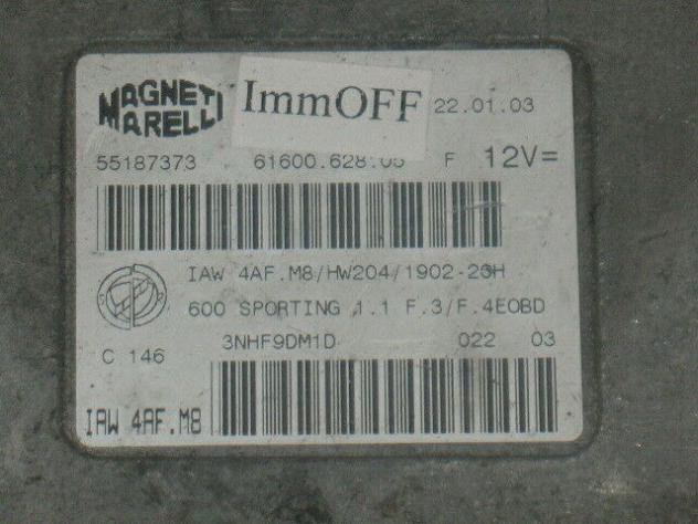 55187373 4AF.M8 ECU CENTRALINA FIAT 600 1.1 55187373 IAW 4AF.M8 H W204 IMMOFF - Foto 2