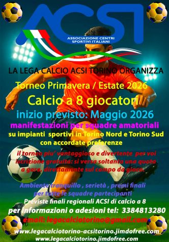 Torneo Primavera 2026 di calcio a 8 in Torino.