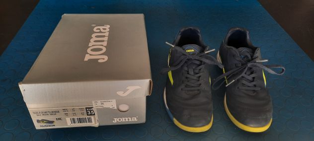 SCARPE BAMBINO DA CALCETTO JOMA JUNIOR TOLED JR2303 NAVY/YELLOW/INDOOR T35 USATE - Foto 4