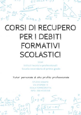 CORSI DI RECUPERO PER I DEBITI FORMATIVI SCOLASTICI