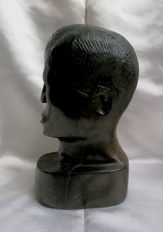 ANTICA TESTA VIRILE IN EBANO, AFRICA ORIGINALE EPOCA ANNI TRENTA. - Foto 5