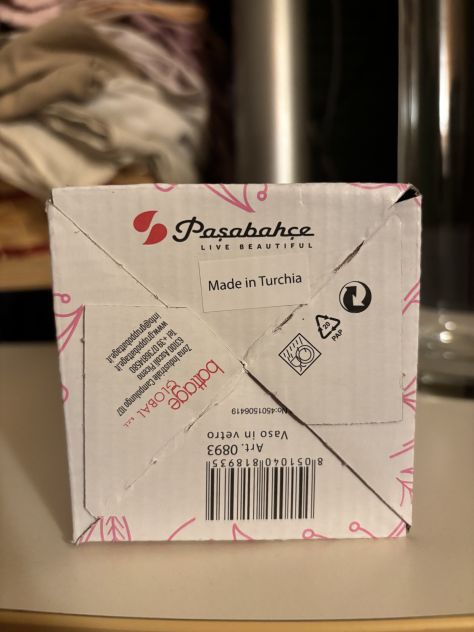 VASO PER FIORI NUOVO CONFEZIONATO IN VETRO TRASPARENTE MARCA PASABAHCE BY ACQUA - Foto 9