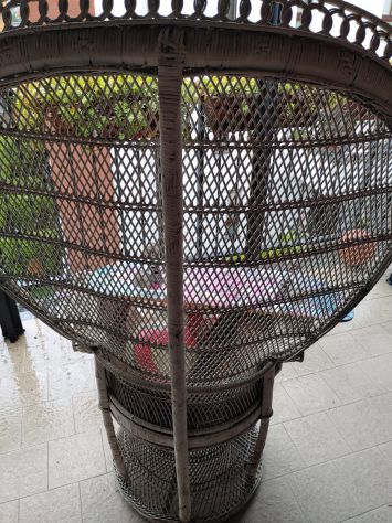 Poltrona pavone in rattan e midollino bianco - Foto 2