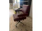 Sedia con braccioli ufficio vintage girevole con ruote  bordeaux