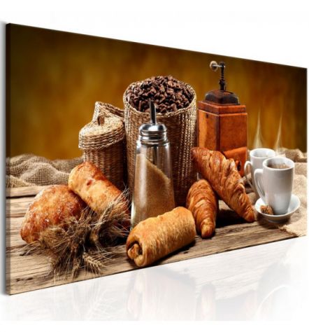 Quadro Caffè E Brioche Con Sfondo Beige - ARREDALACASA