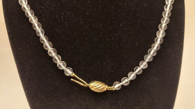 Collana girocollo in topazio azzurro chiusura in argento 925 dorata - Foto 4