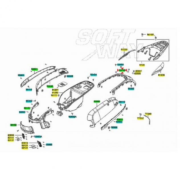 Scocca posteriore Kymco Like 00183054NV - 00183048NV - 00183051NV - Foto 6