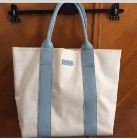Shopping bag Cerruti bianca con inserti azzurri