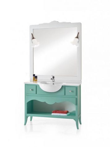 Mobile bagno con marmo e specchiera moderno laccato cod 7305