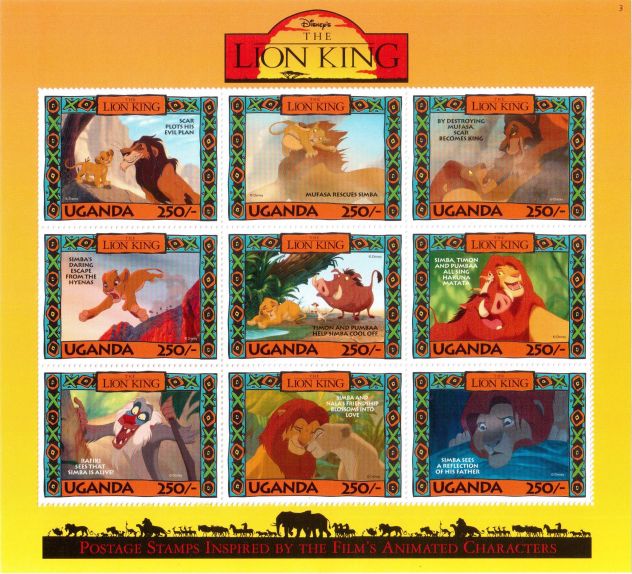 6 foglietti nuovi da collezione "Lion King" Uganda - Foto 6