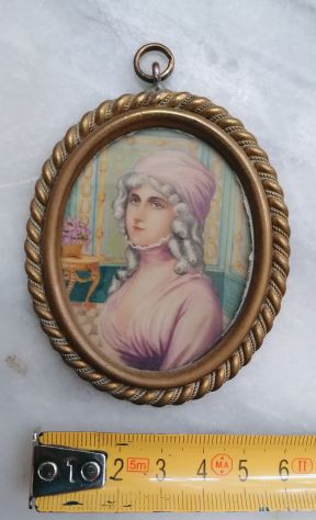 ANTICA MINIATURA LIBERTY DI GIOVANE DAMA, FIRMATA. EPOCA INIZIO 1900. - Foto 6