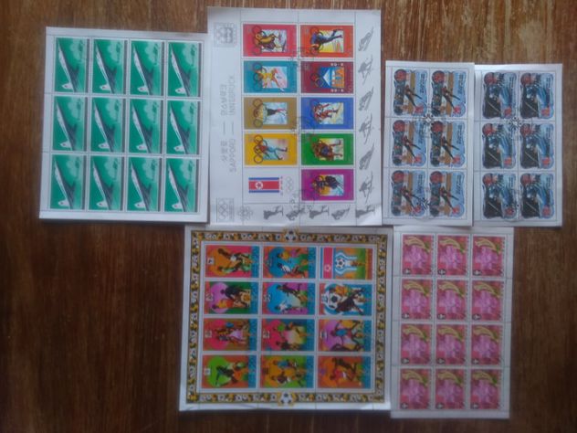 Fogli di francobolli della Corea del Nord