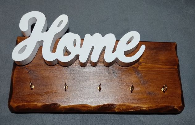 Portachiavi Appendi chiavi HOME da parete 5 ganci in Legno Massello - Foto 10