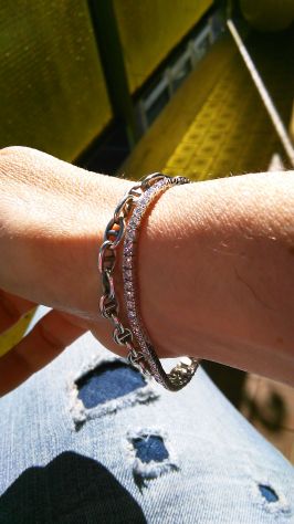 BELLISSIMO bracciale tennis oro bianco con diamanti G VSI naturali 1,1 - Foto 3