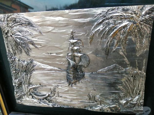 Quadro veliero storico a rilievo opera arg. 925 - Foto 4