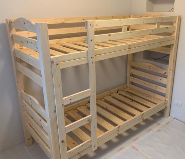Letto a castello in pino grezzo per casa, per agriturismo nuovi di fabbrica - Foto 4