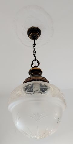 2x lampadari anni 70/80 modernariato vintage a palla in vetro a sospensione. - Foto 3