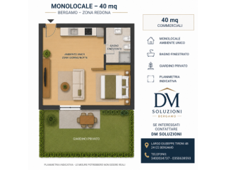 Bergamo zona Redona monolocale con giardino privato