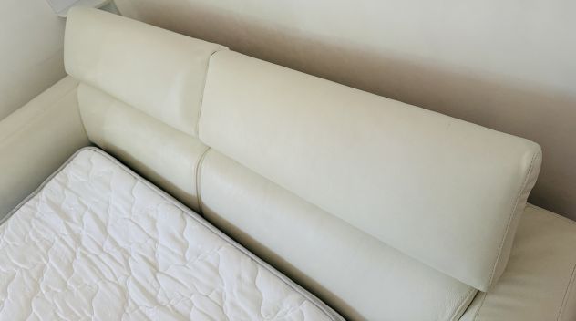 Divano letto matrimoniale in vera pelle bianca - Foto 4