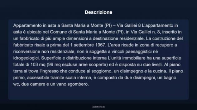 Immobile in asta di 103 m² con più di 5 locali in vendita a Santa Maria a Monte - Foto 4