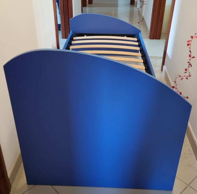 Letto singolo in legno personalizzato blu - Foto 2