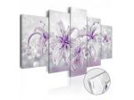 Quadro Fiori Bianchi E Viola Cm.100x50 O 200x100 Vetro Acrilico