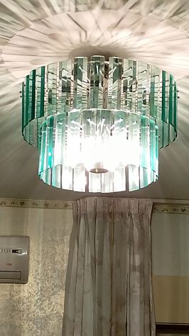 Lampadario vintage in acciaio e cristallo - Foto 9