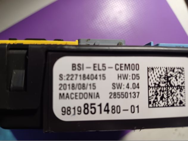 BSI EL5 CEMOO DELPHI HW:D5 SW4.04 28550137 S:2271840415 9819851480--01 - Foto 2
