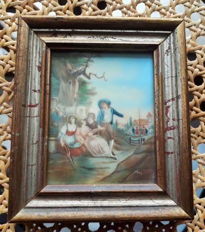 Quadro  miniatura francese  vintage  realizzata su