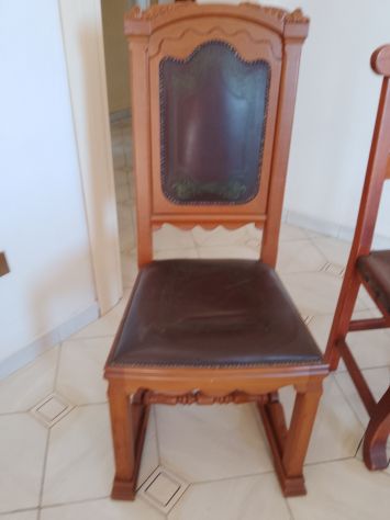 Grande Scrivania e Sedie Legno Massello Artigianato Toscano Pezzi Unici - Foto 6