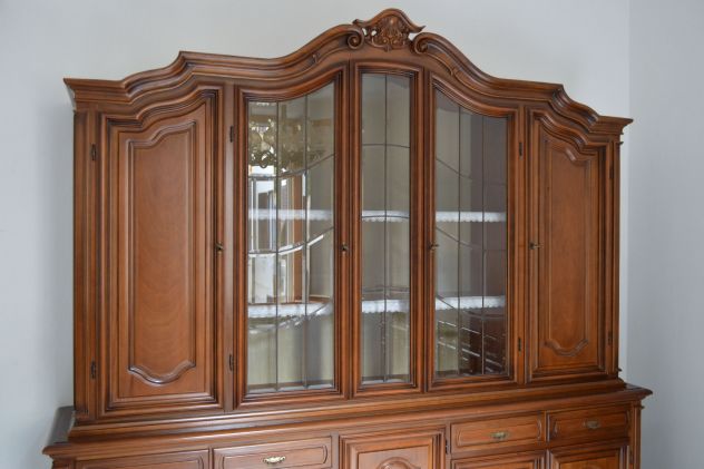 Sala Vetrina Credenza in legno massello e cristalli molati - Foto 4