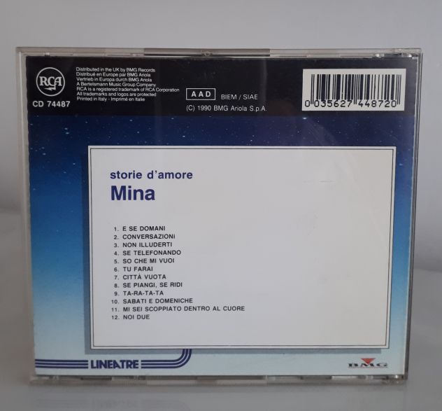 Mina – Storie D'Amore, RCA – CD 74487 Serie Linea Tre, CD 1990. - Foto 3